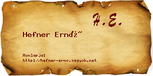 Hefner Ernő névjegykártya
